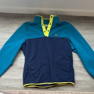 Lands' End Fleece Jacket - Teal, Navy, and Yellow